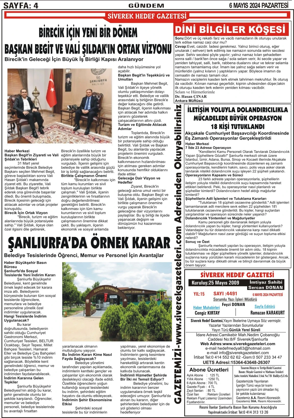 06.05.2024 Tarihli Gazetemiz