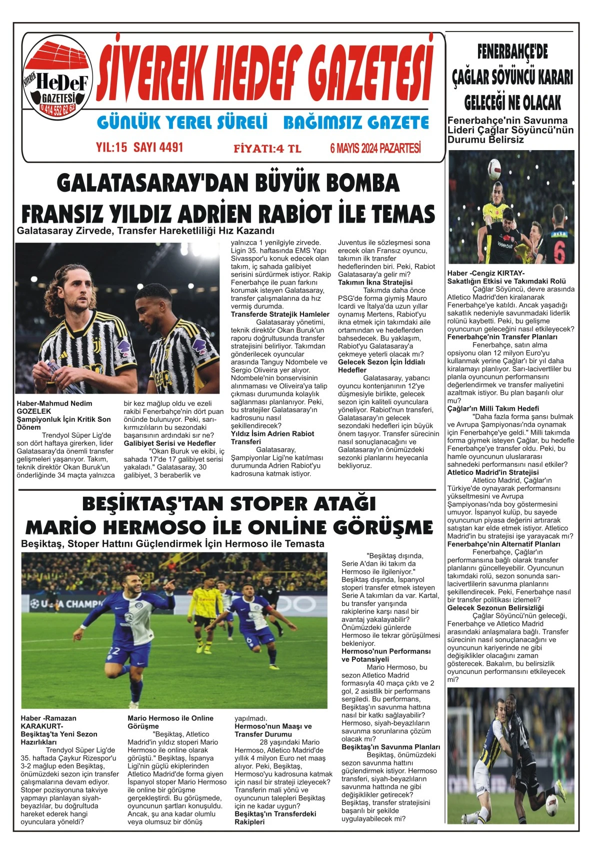 06.05.2024 Tarihli Gazetemiz