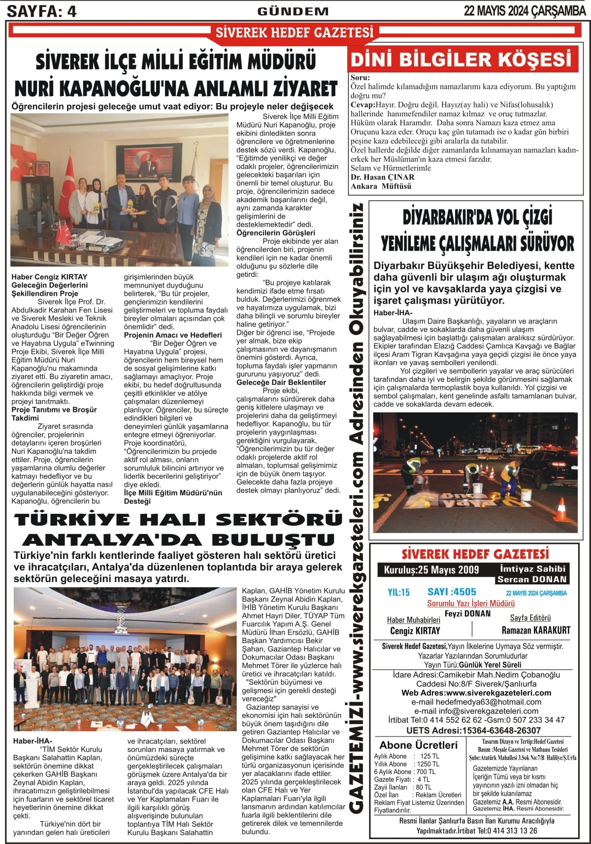 22.05.2024 Tarihli Gazetemiz