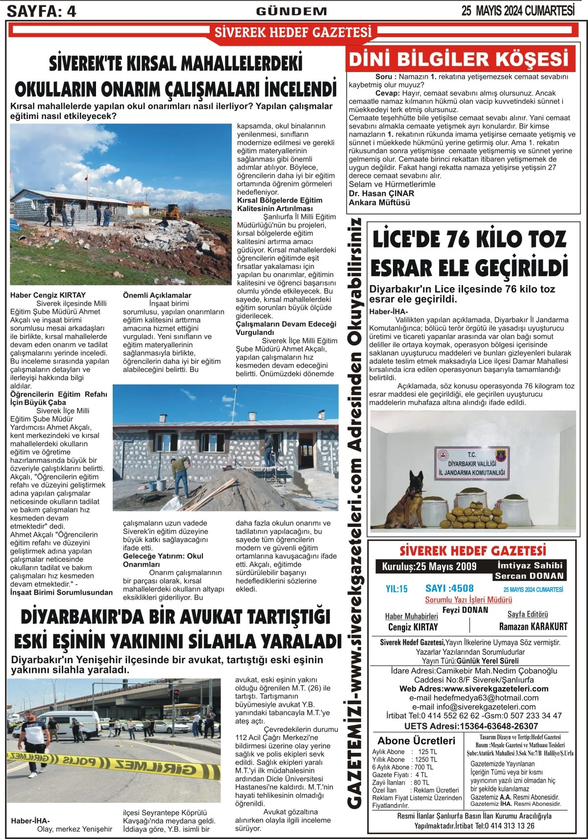 25.05.2024 Tarihli Gazetemiz