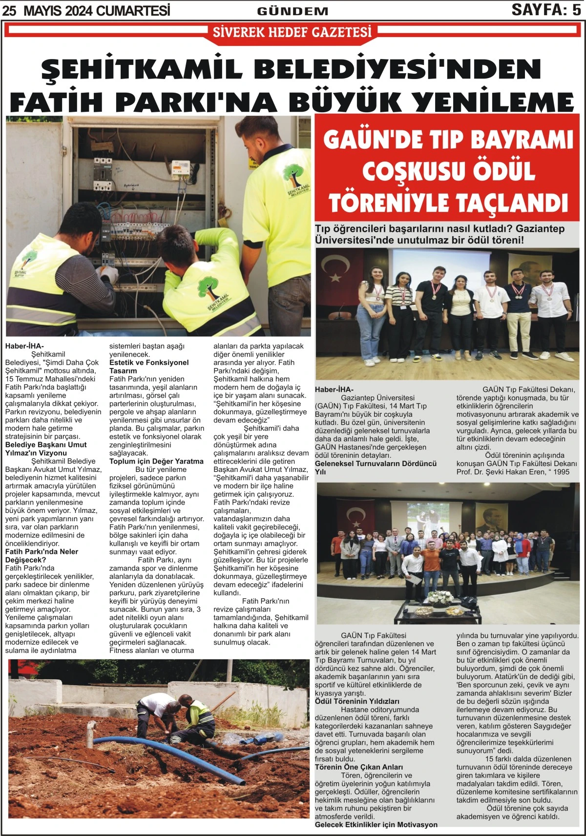 25.05.2024 Tarihli Gazetemiz