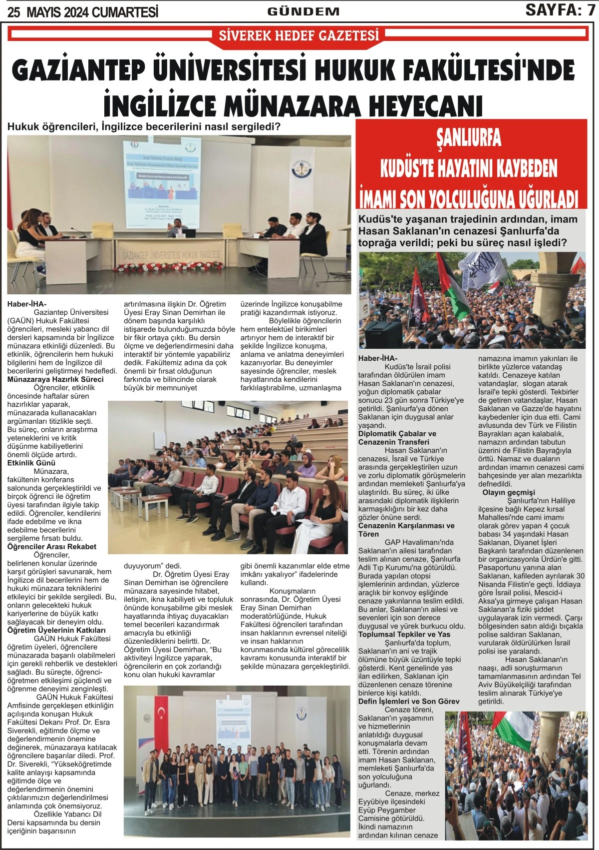 25.05.2024 Tarihli Gazetemiz