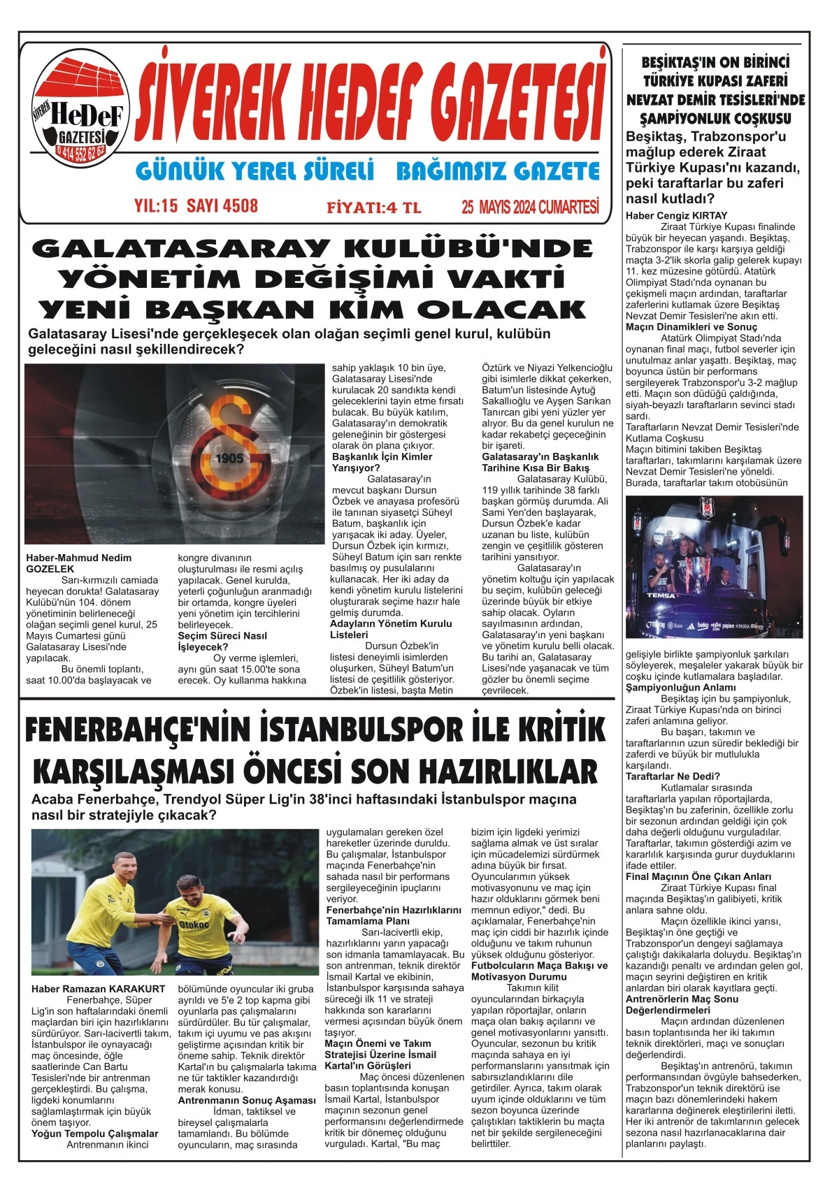 25.05.2024 Tarihli Gazetemiz