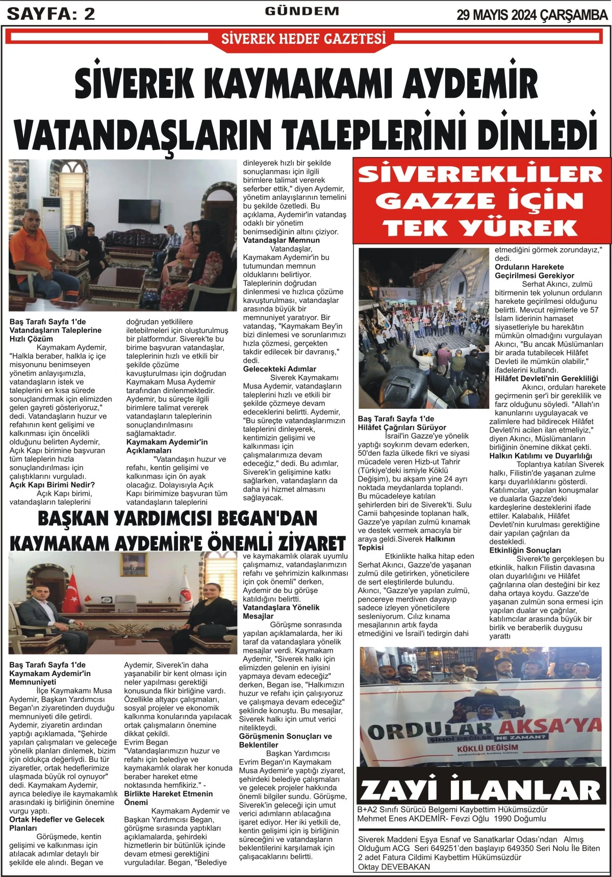 29.05.2024 Tarihli Gazetemiz