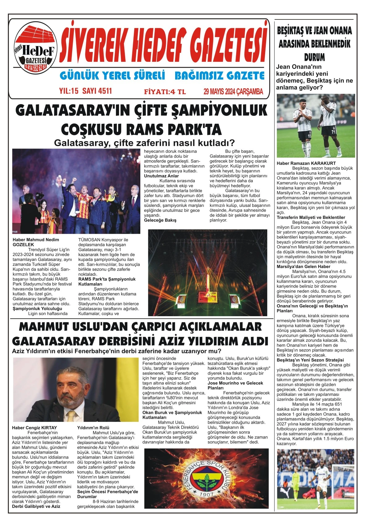 29.05.2024 Tarihli Gazetemiz