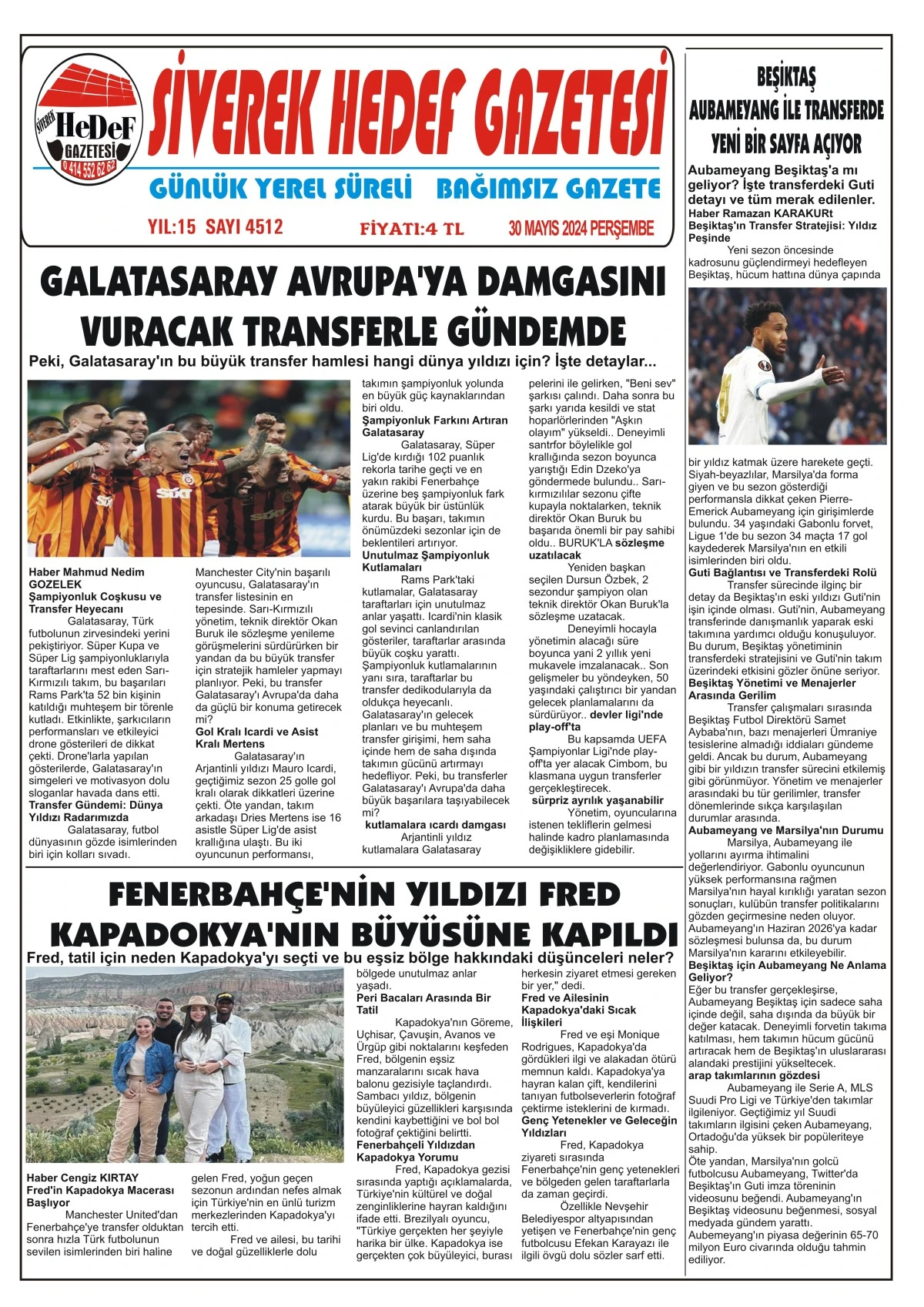 30.05.2024 Tarihli Gazetemiz