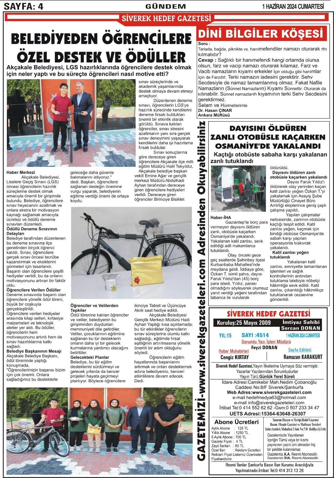 01.06.2024 Tarihli Gazetemiz