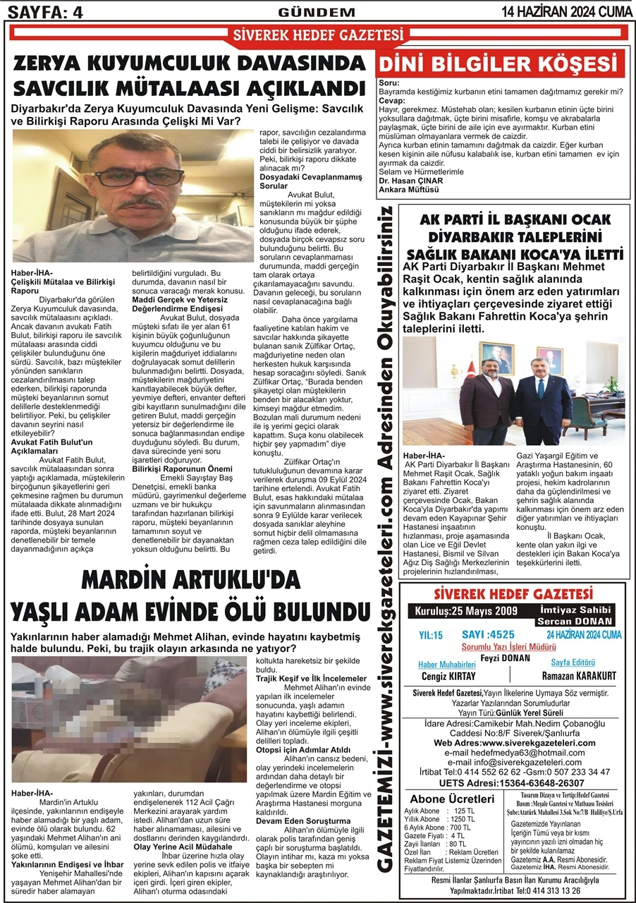 14.06.2024 Tarihli Gazetemiz