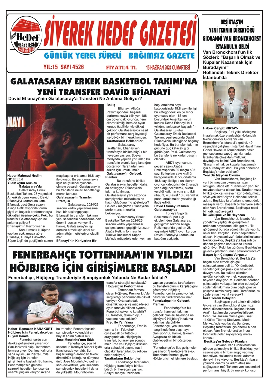 15.06.2024 Tarihli Gazetemiz