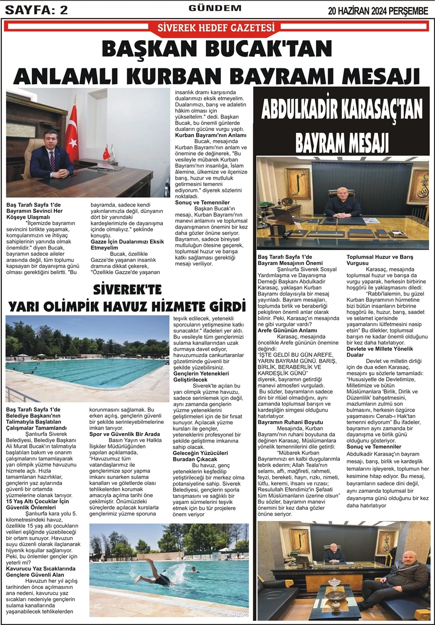 20.06.2024 Tarihli   Gazetemiz