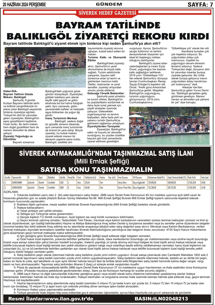 20.06.2024 Tarihli   Gazetemiz