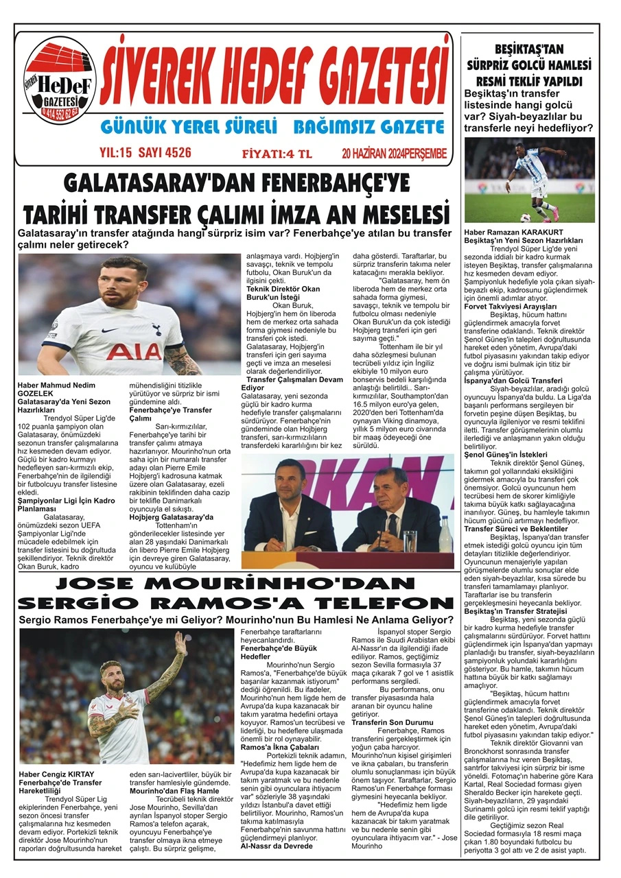 20.06.2024 Tarihli   Gazetemiz