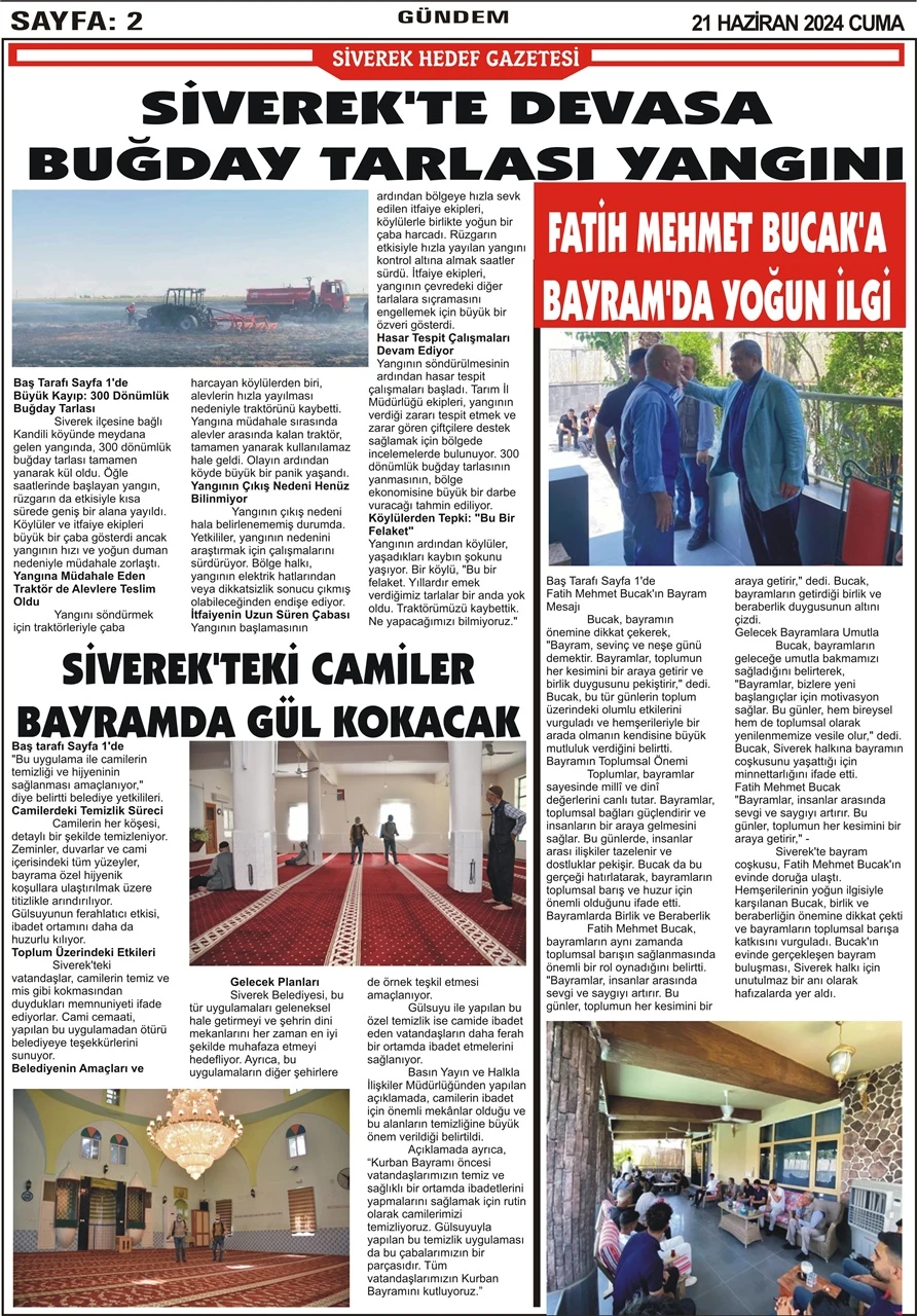 21.06.2024 Tarihli Gazetemiz