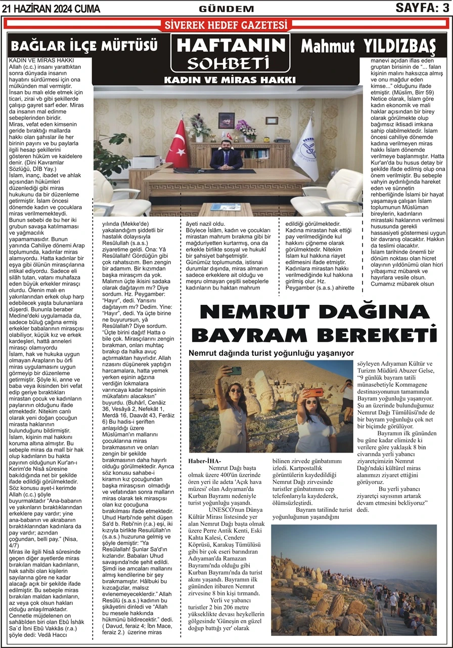 21.06.2024 Tarihli Gazetemiz