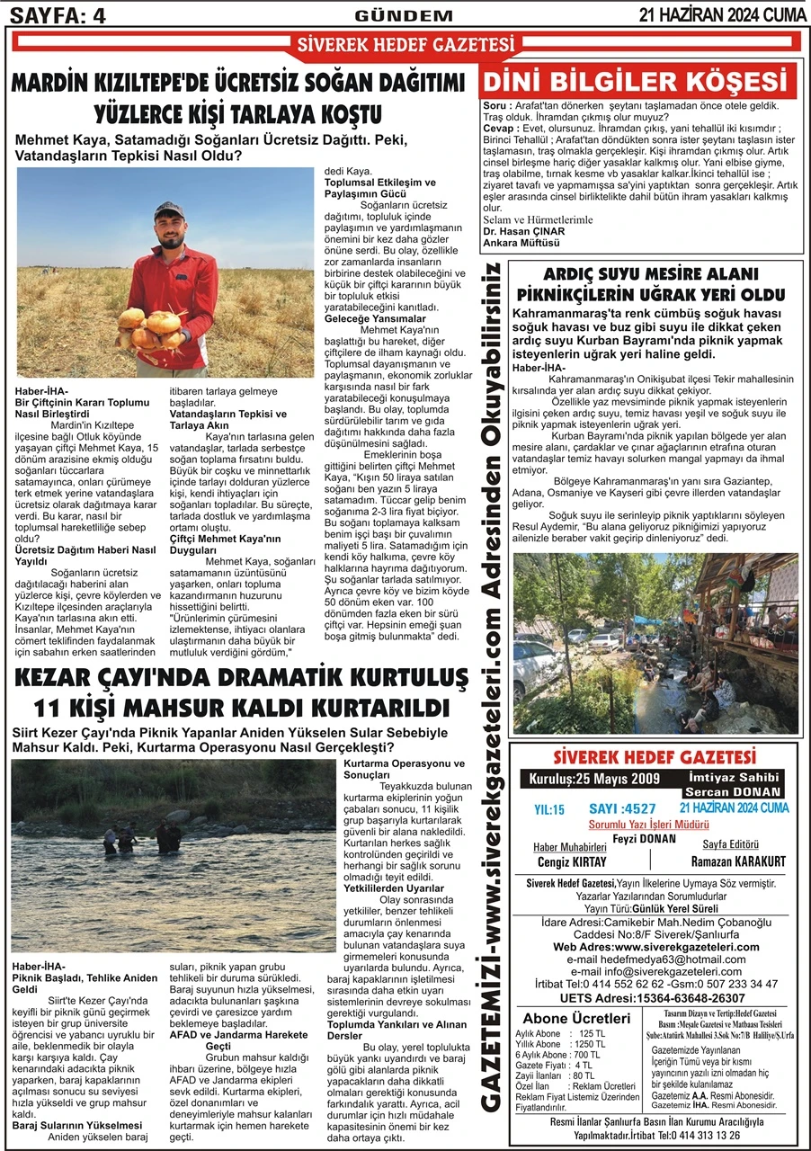 21.06.2024 Tarihli Gazetemiz