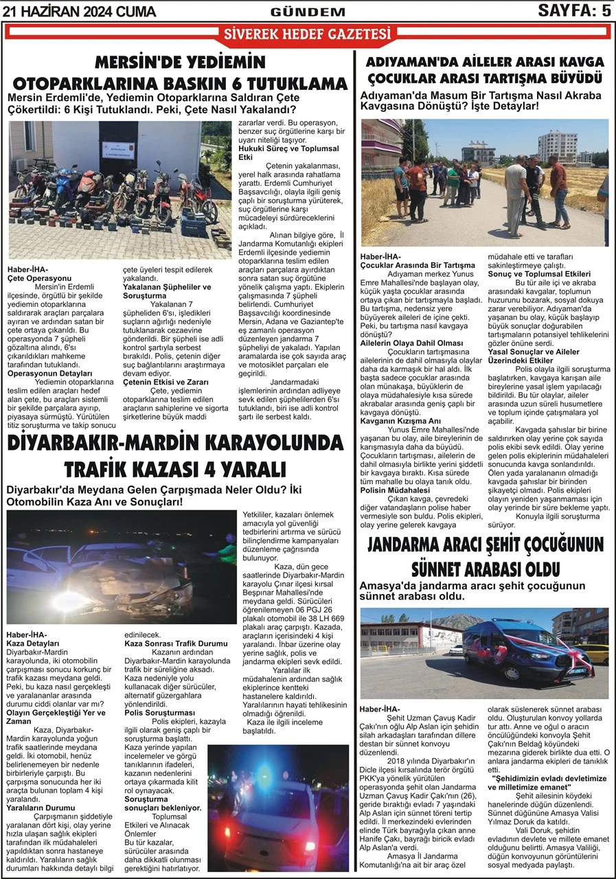 21.06.2024 Tarihli Gazetemiz