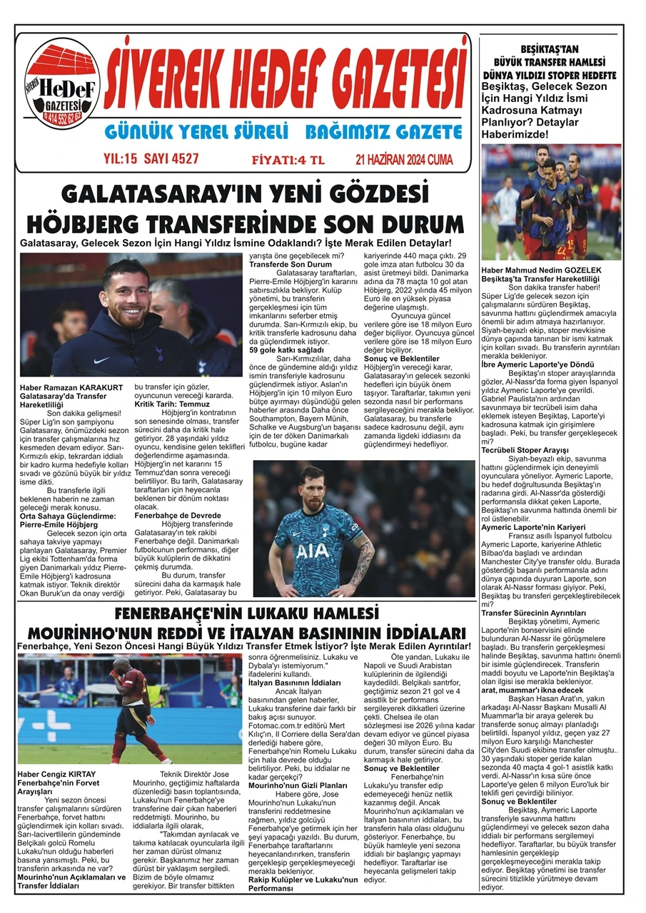 21.06.2024 Tarihli Gazetemiz