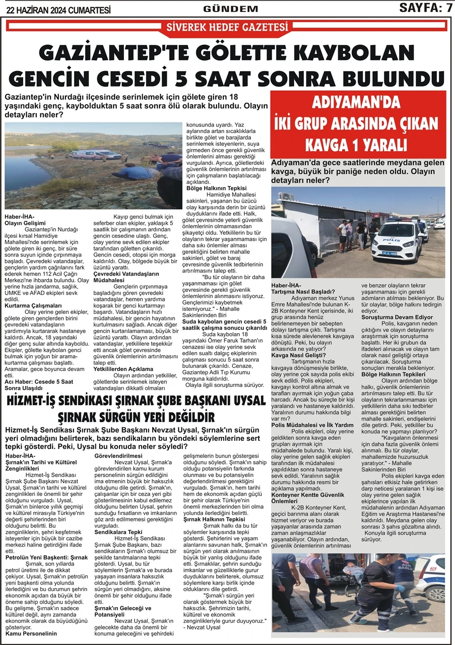 22.06.2024 Tarihli Gazetemiz