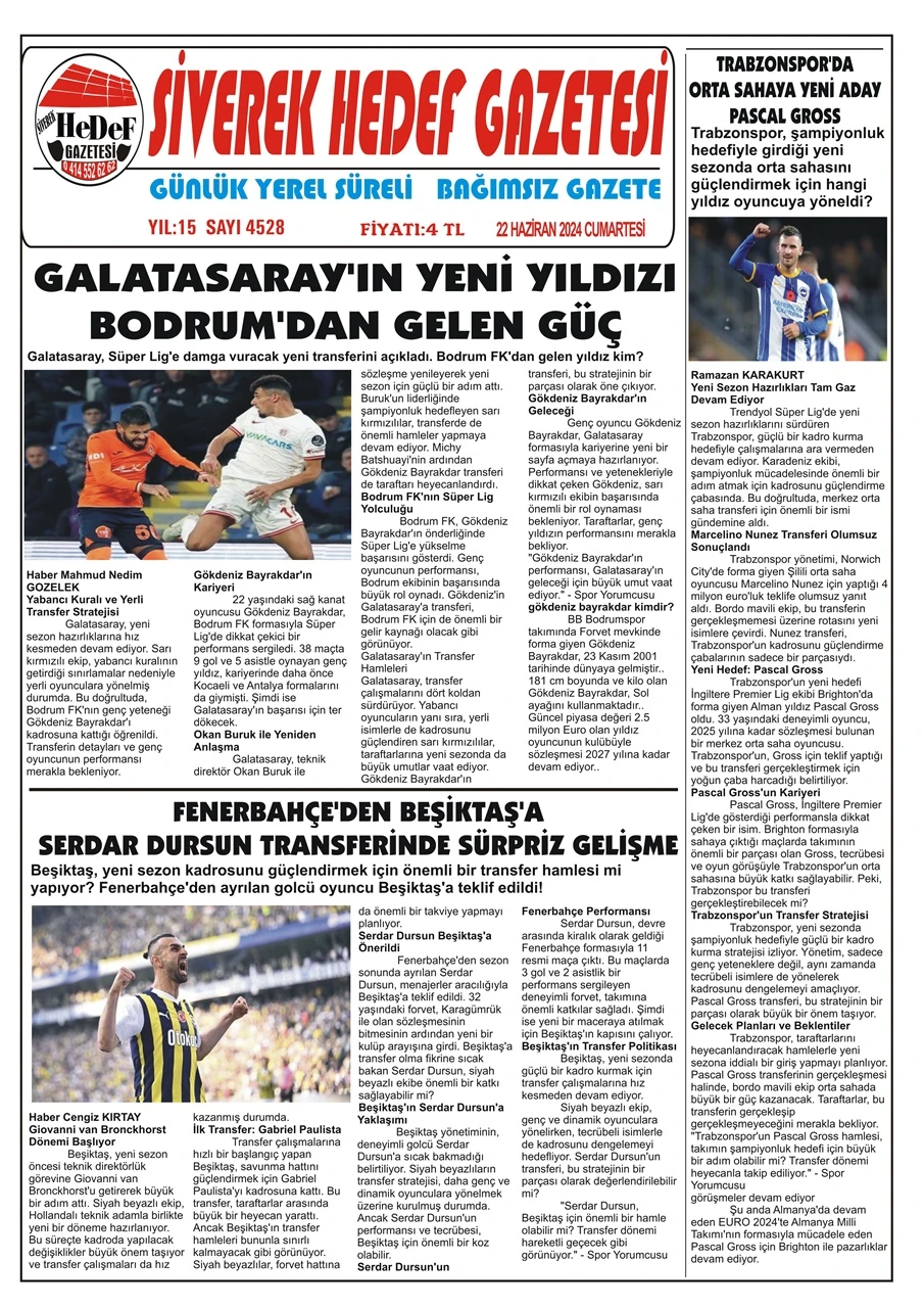 22.06.2024 Tarihli Gazetemiz