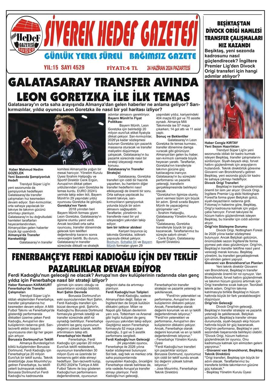 24.06.2024 Tarihli Gazetemiz