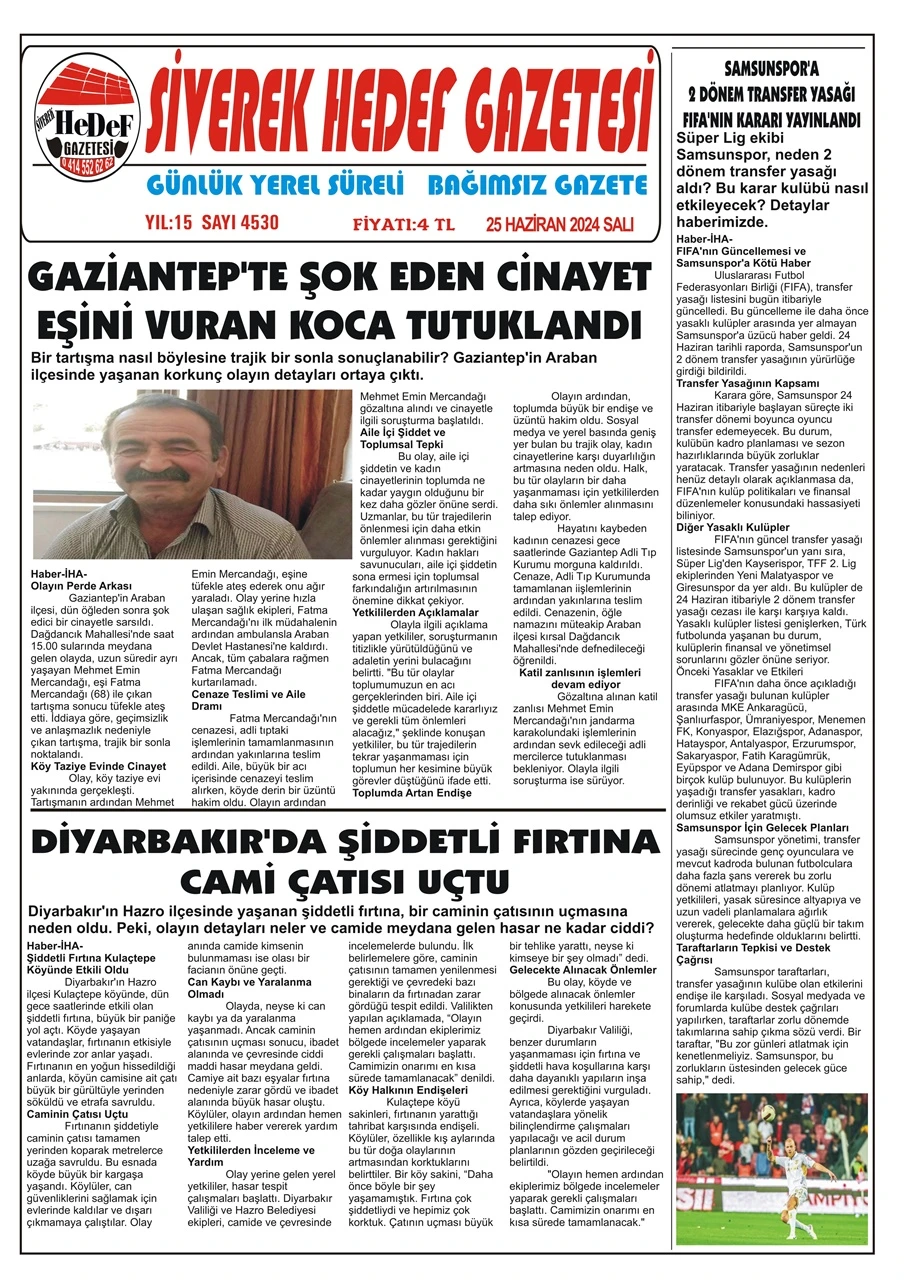 25.06.2024 Tarihli Gazetemiz