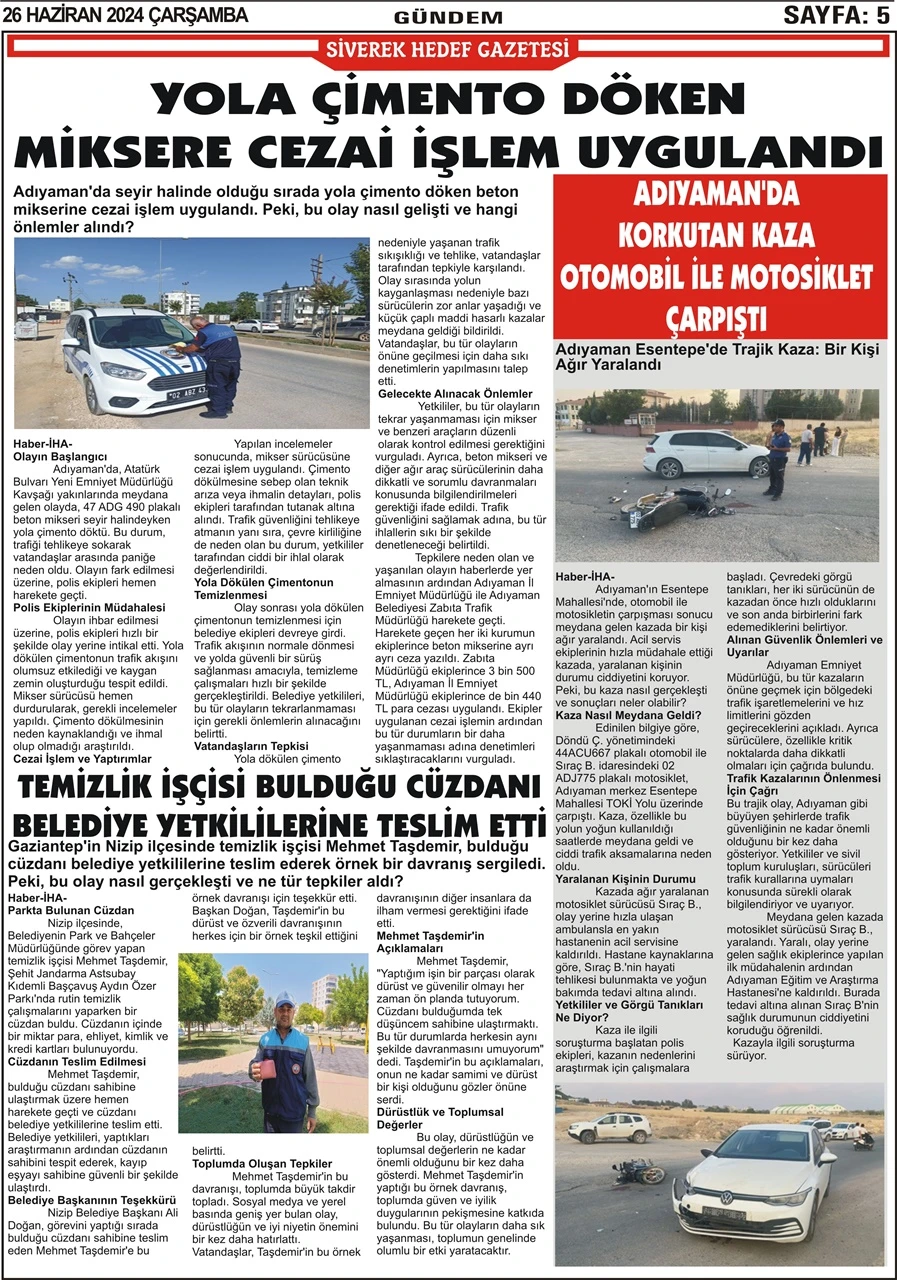 26.06.2024 Tarihli Gazetemiz