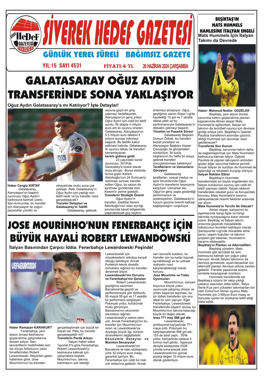 26.06.2024 Tarihli Gazetemiz