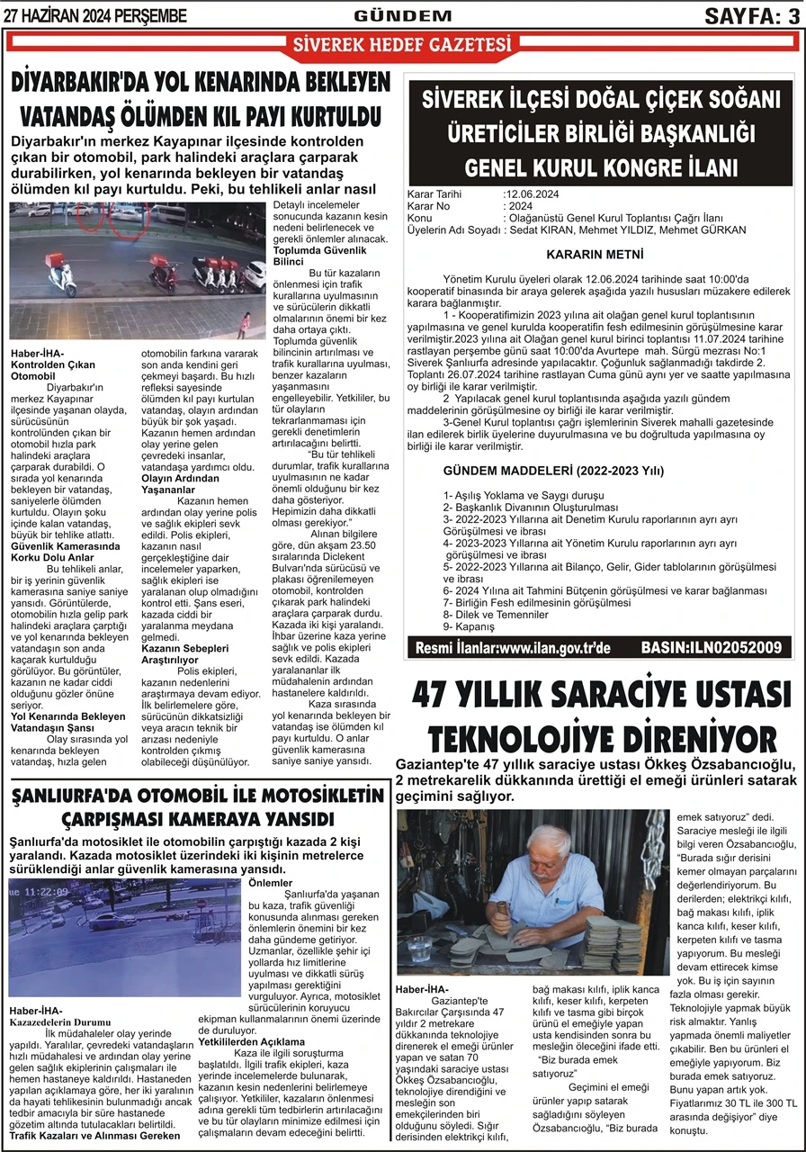 27.06.2024 Tarihli Gazetemiz