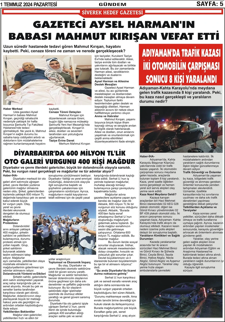 1.07.2024 Tarihli Gazetemiz