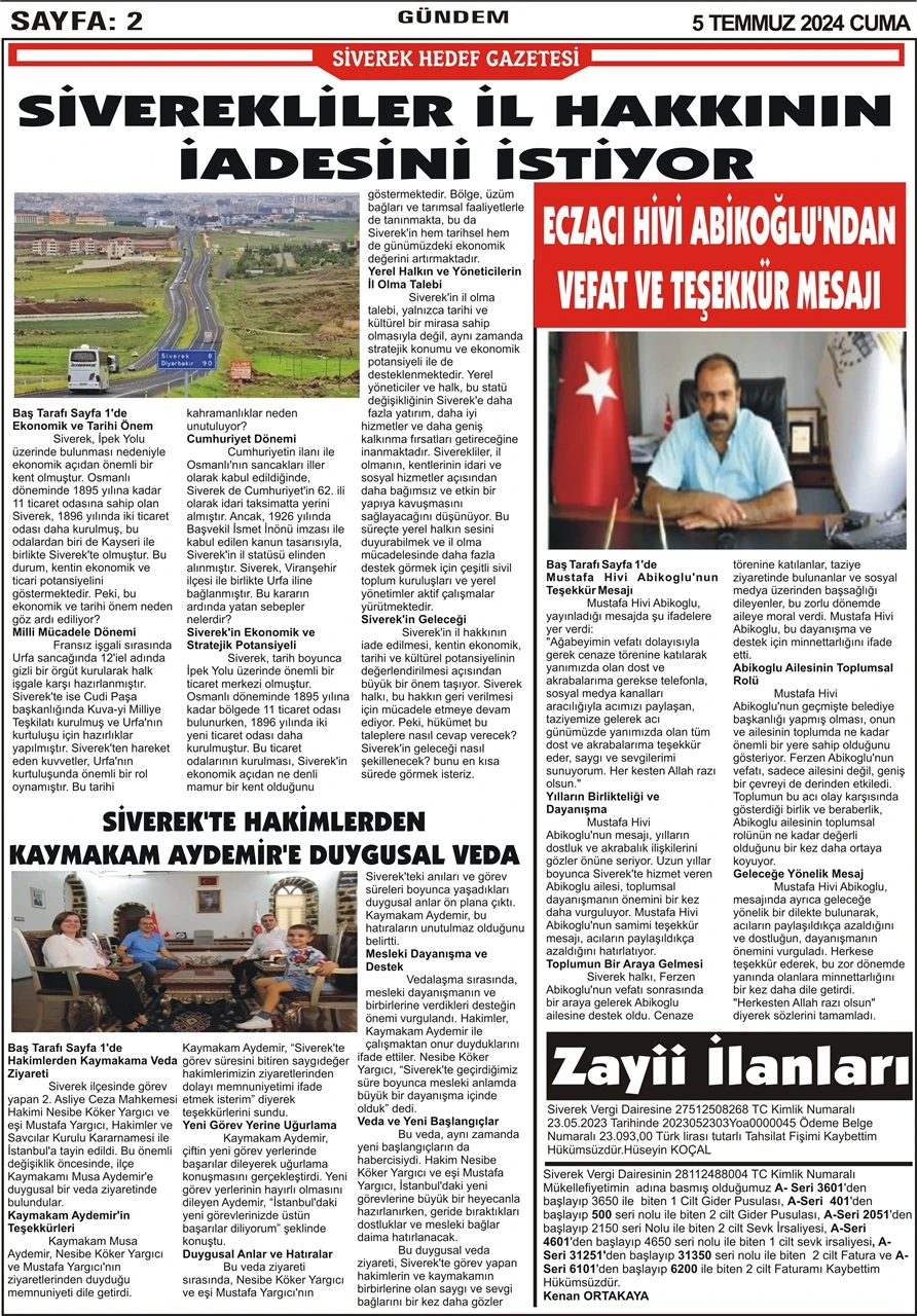 5.07.2024. Tarihli Gazetemiz