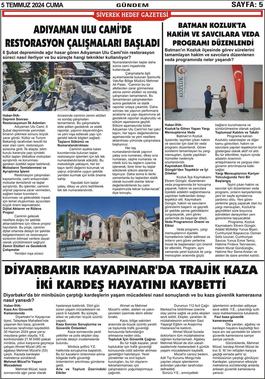 5.07.2024. Tarihli Gazetemiz