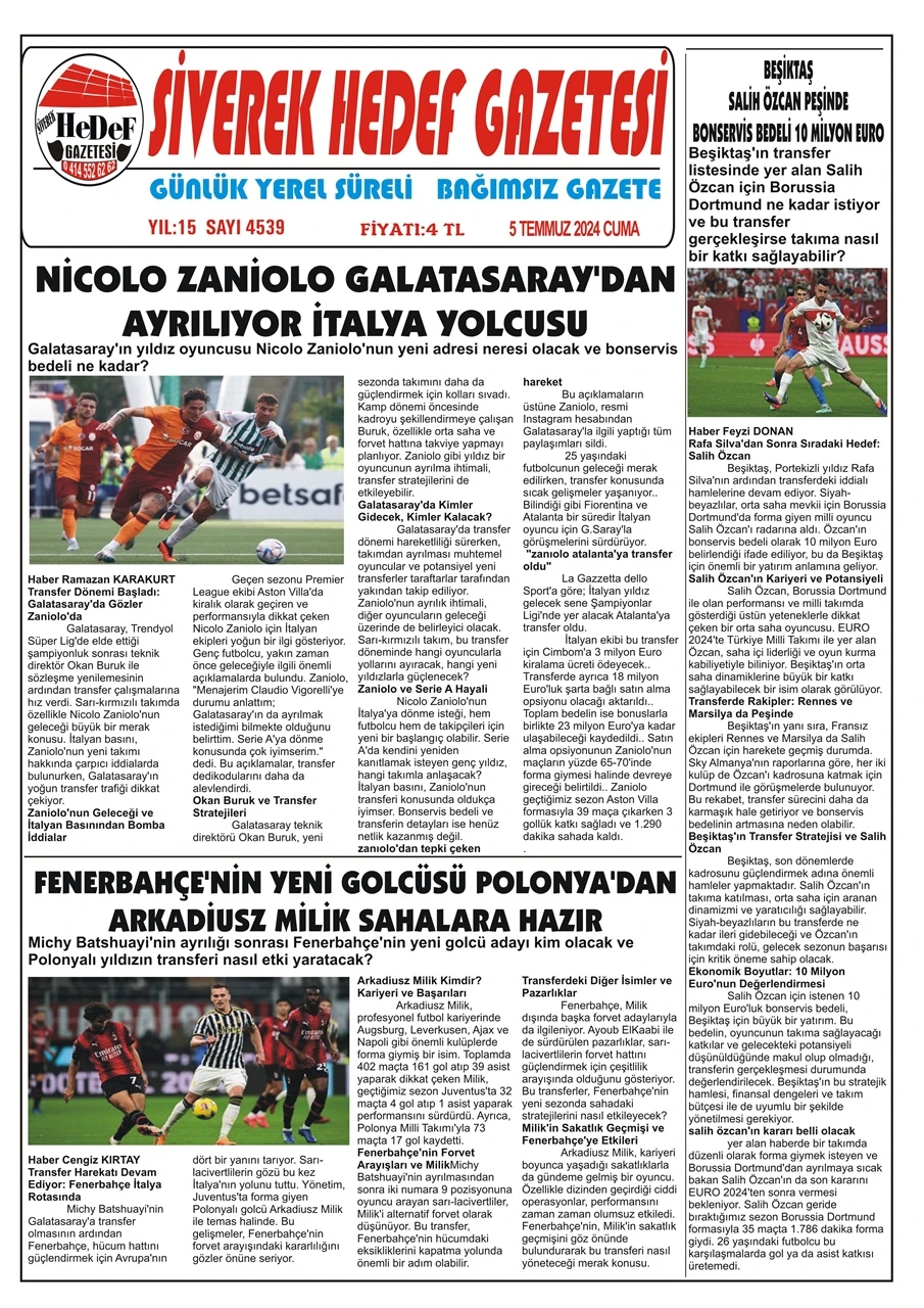 5.07.2024. Tarihli Gazetemiz