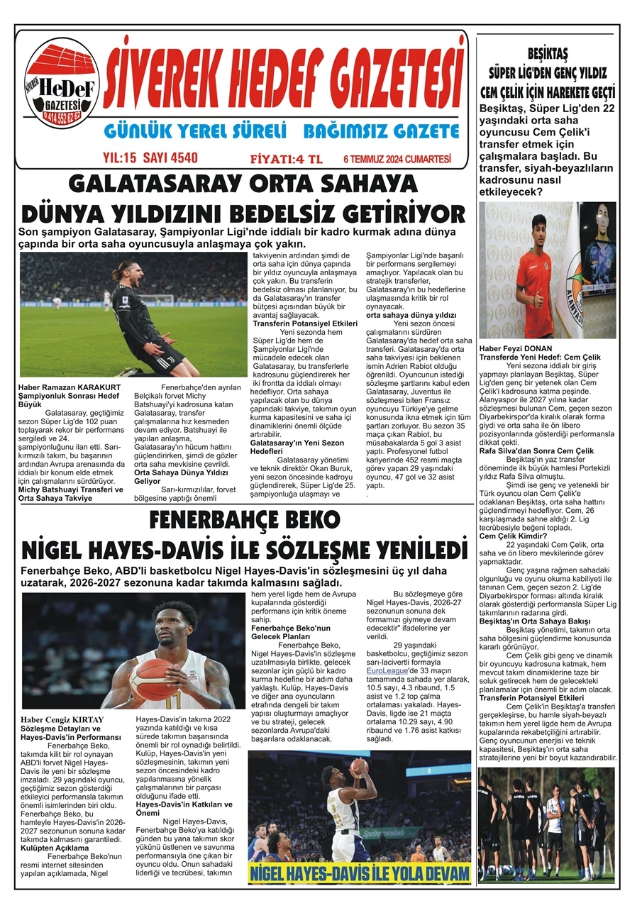 6.07.2024 Tarihli Gazetemiz