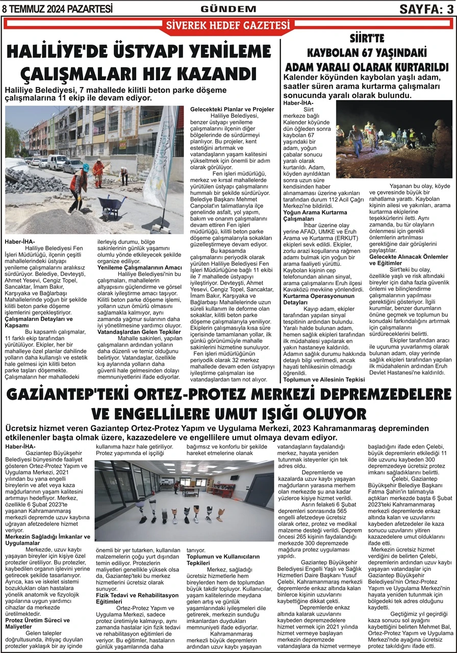 8.07.2024 Tarihli Gazetemiz