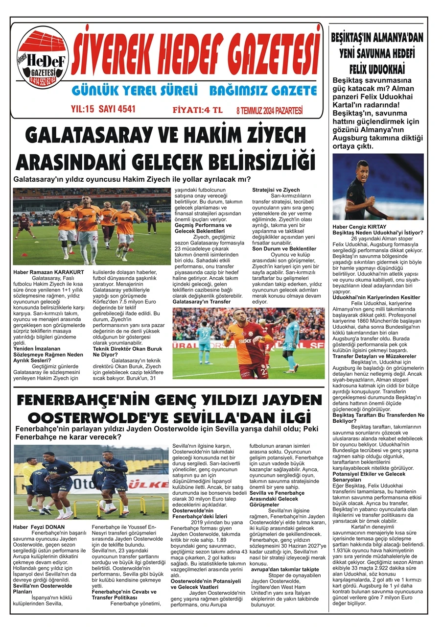 8.07.2024 Tarihli Gazetemiz