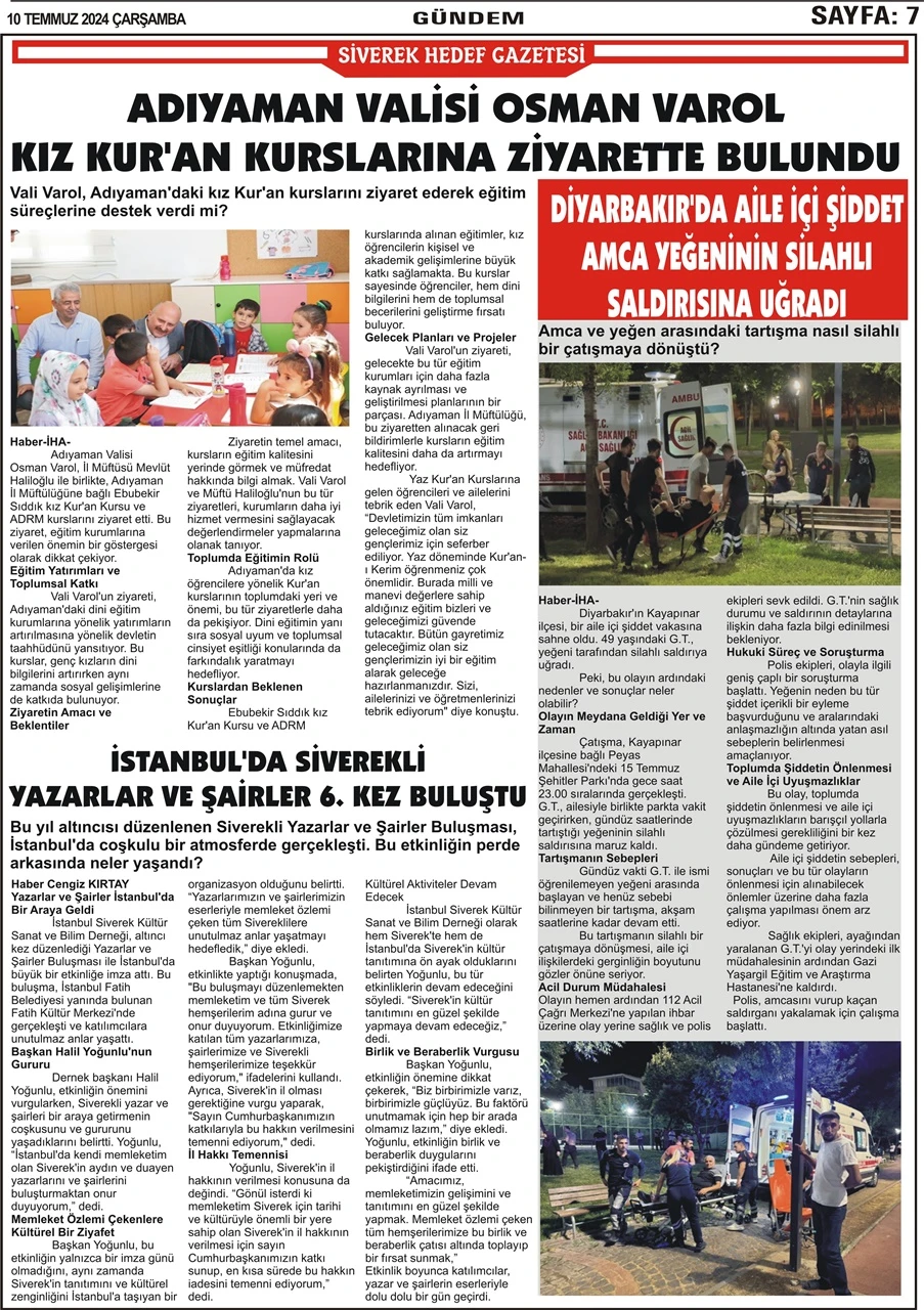 10.07.2024 Tarihli Gazetemiz