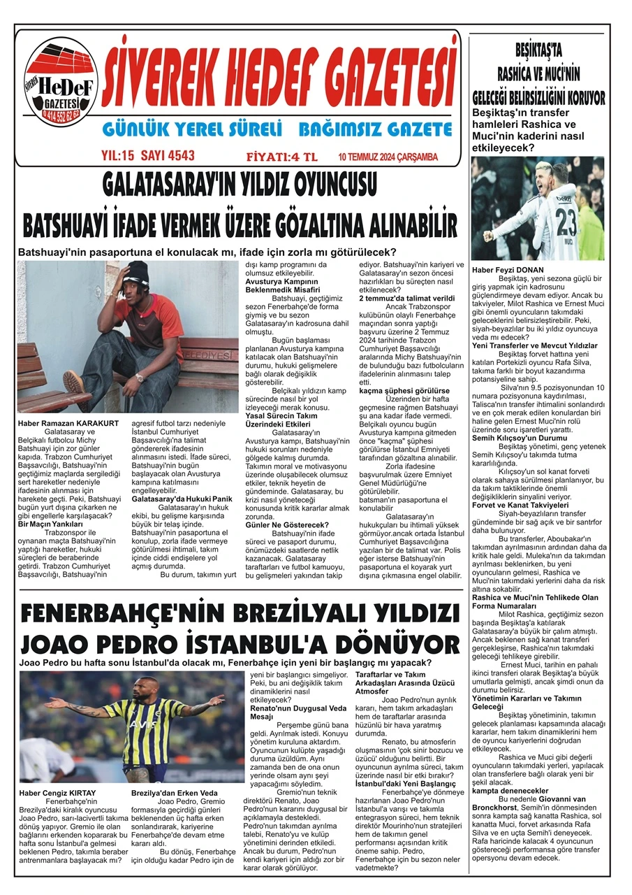 10.07.2024 Tarihli Gazetemiz