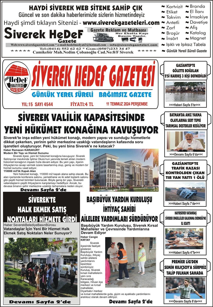 11.07.2024 Tarihli Gazetemiz