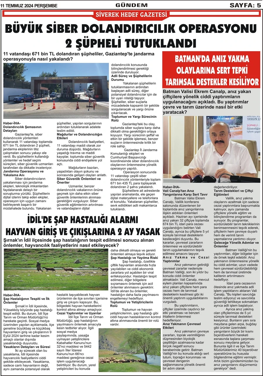 11.07.2024 Tarihli Gazetemiz