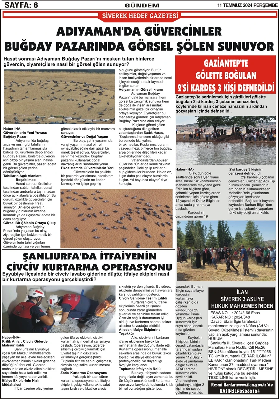 11.07.2024 Tarihli Gazetemiz