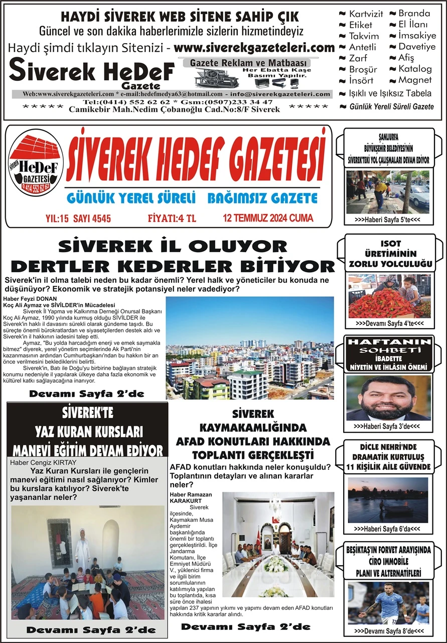 12.07.2024 Tarihli Gazetemiz