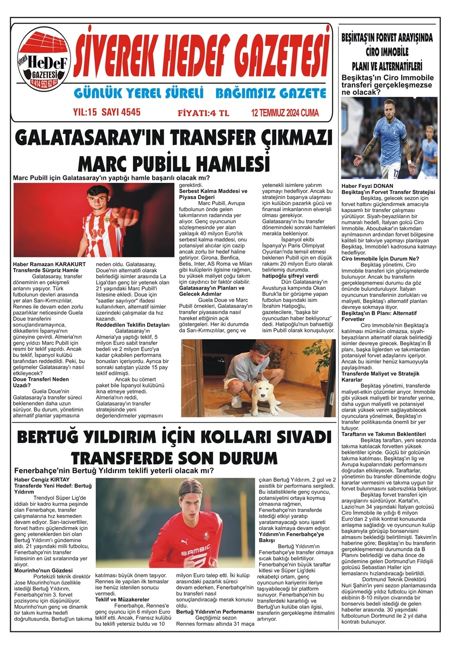 12.07.2024 Tarihli Gazetemiz