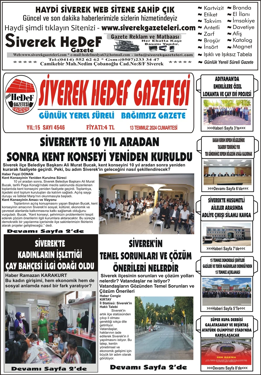 13.07.2024 Tarihli Gazetemiz