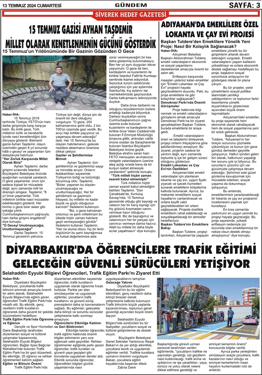 13.07.2024 Tarihli Gazetemiz