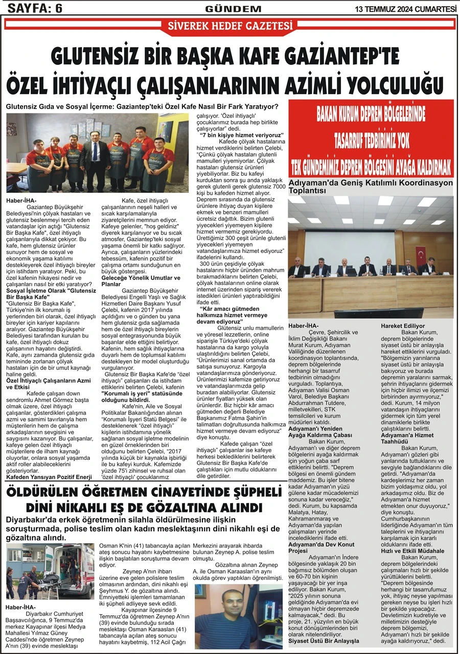 13.07.2024 Tarihli Gazetemiz