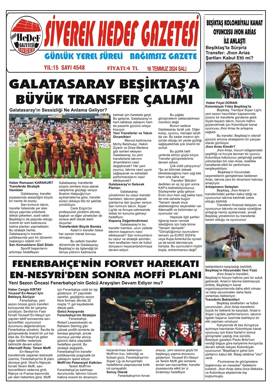 16.07.2024 Tarihli Gazetemiz