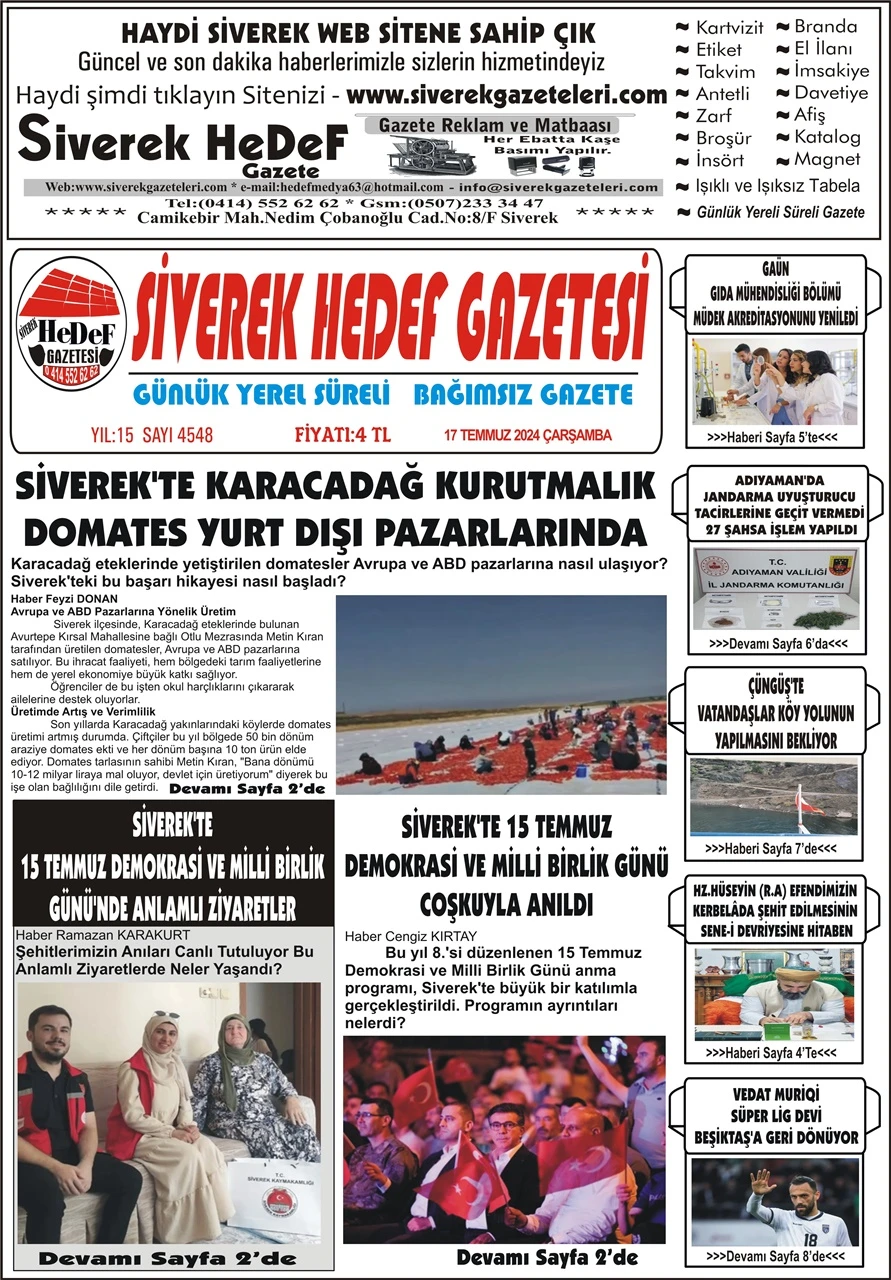 17.07.2024 Tarihli Gazetemiz