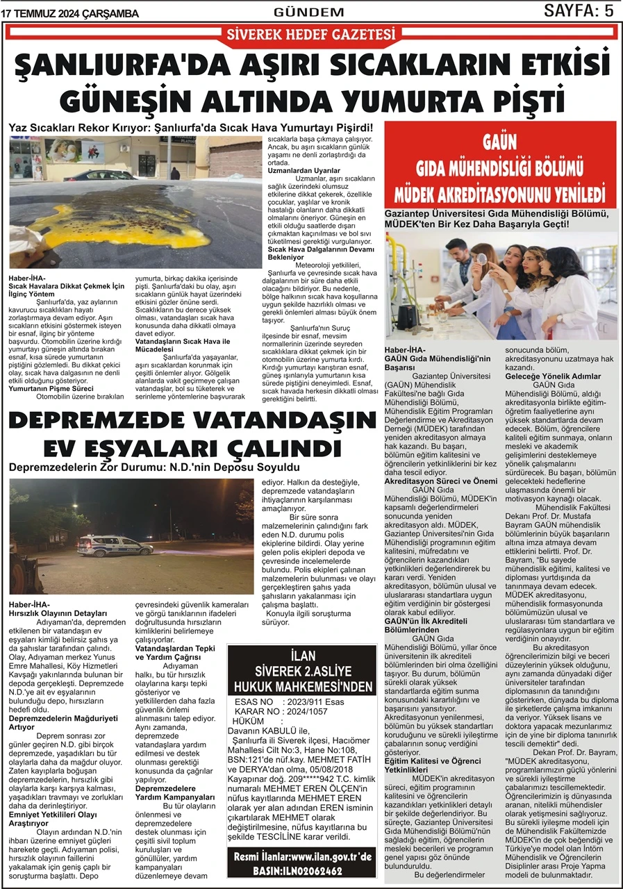 17.07.2024 Tarihli Gazetemiz