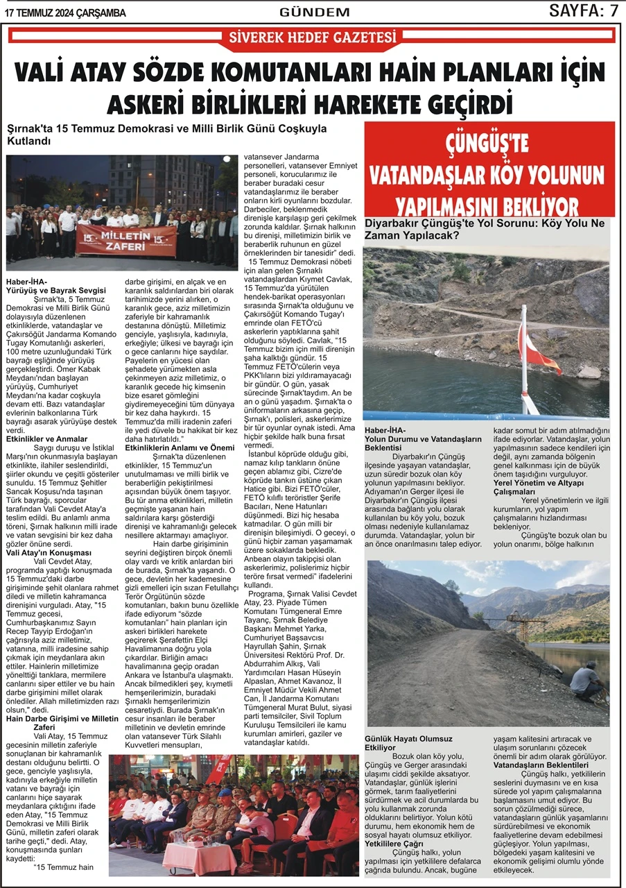 17.07.2024 Tarihli Gazetemiz