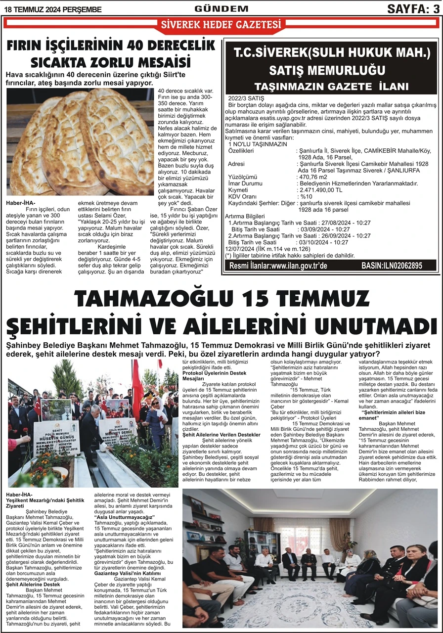 18.07.2024 Tarihli Gazetemiz